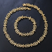 VANFI Ensemble de bijoux plaqué or avec croix en alliage de zinc et strass