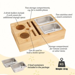 Maßgefertigtes Bambus-Sofatablett mit Gravur Personalisierte Aufbewahrung für Wohnzimmer & Badezimmer Multifunktionaler Snack- und <span class=keywords><strong>Bierhalter</strong></span> - Product Image 5