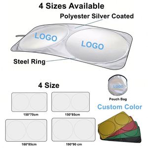 Parasoles Plegables Personalizados QM para Parabrisas Delantero, de Poliéster con Protección UV, Parasol Doble Circular Económico para Auto con Logotipo - Product Image 2