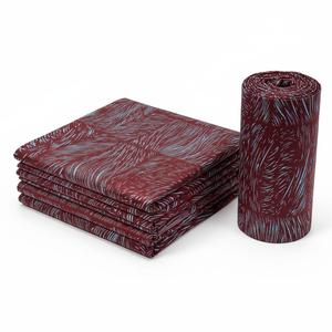 Tissu en coton Ankara africain imprimé à la cire, motif lignes rougeâtres et bleu clair, haute qualité, en stock - Product Image 1