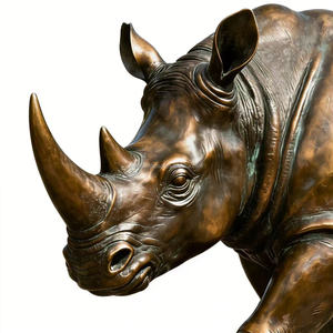 Sculpture de <span class=keywords><strong>rhinocéros</strong></span> en bronze grandeur nature, statue d'animal pour jardin extérieur - Product Image 2