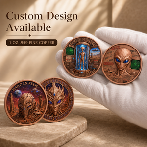 Pièce de collection en cuivre pur 999 de 1 oz, colorée, à relief élevé, motif Alien, avec capsule – Artisanat métallique - Product Image 4