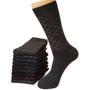 Ensemble classique de 6 paires de chaussettes pour hommes, motif argyle, coton d'hiver, décontractées, chaussettes de bureau, chaussettes habillées, emballage personnalisable - Product Image 1