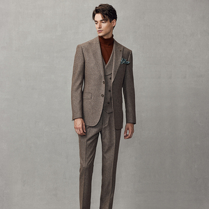 Costume italien pour homme en laine grise de qualité supérieure, 2 pièces, coupe ajustée, pour mariage et affaires, collection printemps - Product Image 5