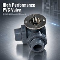 Vanne à boisseau sphérique motorisée électrique à trois voies DN20 PVC PN10 résistante aux acides, contrôle de débit élevé, raccordement pour eau sous pression, OEM Radiant