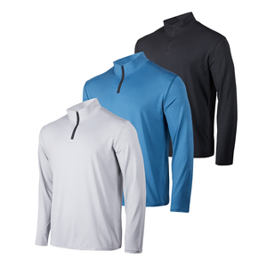 Sweat-shirt de golf à col zippé et à manches longues avec logo personnalisé pour hommes, performance athlétique, imperméable, imprimé d'automne, 1/4 - Product Image 1