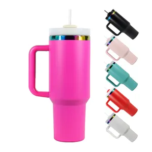 2024 New Black Chroma Quencher Tumbler With Handle And Straw 40 OZ Portable Car Tumbler Stainless Steel Insulated Tumbler Cup