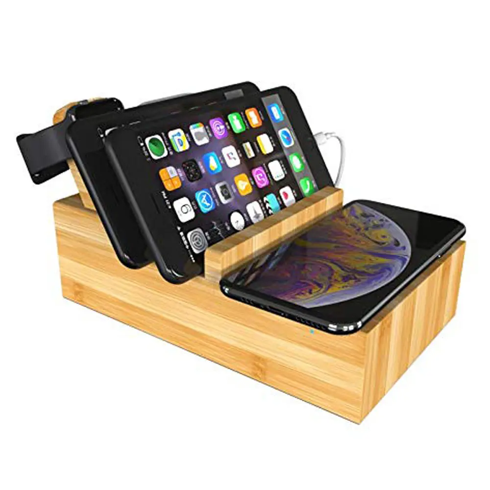 Apple製品用Bamboo PD充電ステーションSamsungFast Charging Dock Organizer Multi Wireless Charger Station