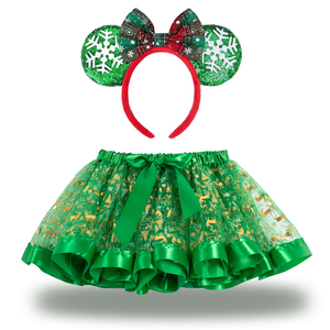 CM092 Set Costume Natalizio Minnie e <span class=keywords><strong>Topolino</strong></span> con Cerchietto con Orecchie <span class=keywords><strong>di</strong></span> Topo in Paillettes e Gonna Tutu in Raso per Travestimento da Principessa - Product Image 5