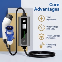 Chargeur EV portable CEE rouge Type 2 avec protection contre les fuites de type A, indice de protection IP65