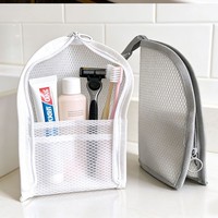 Trousse de Toilette Portable Multifonctionnelle pour Voyage, Organisateur de Brosses à Dents, Sac de Rangement en EVA et Maille pour Maquillage