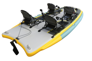 Kayak <span class=keywords><strong>Inflable</strong></span> de 4.57m con Sistema de Propulsión de Doble Hélice y Pedales, para Pesca, 4 Plazas, Familiar, Canoa de PVC - Product Image 4