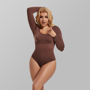 Plus Size Flawless Fit High-Waisted <span class=keywords><strong>Long</strong></span> <span class=keywords><strong>Sleeve</strong></span> One Piece <span class=keywords><strong>Bodysuit</strong></span> Stretchable Butt-Lifting Shapewear para Mulher - Product Image 6