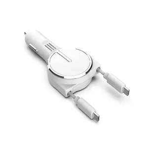 Vendere il cellulare rapido 2 vie porte di ricarica USB C 5V 4.8A QC 3.0 24W caricabatteria per auto con 1 metro doppio tipo C cavo