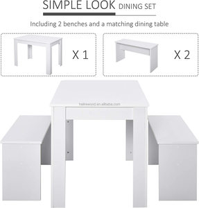 Modern Panel <strong>Dining</strong> <strong>Table</strong> and Chair Set <strong>with</strong> 2 <strong>Benches</strong> for <strong>Small</strong> Apartments and Hotels - Product Image 3