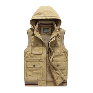 Gilet personnalisé à capuche en polaire multi-poches sans manches pour hommes - Product Image 4
