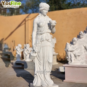 Estatua de estilo griego para mujer, estatua de mármol blanco con maceta, tamaño real - Product Image 6