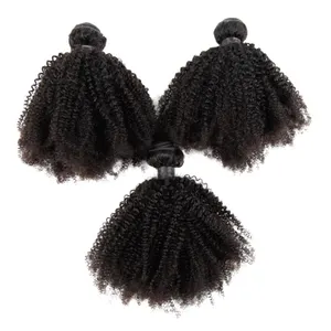 Afro Kinky kıvırcık saç 3 demetleri brezilyalı saç 100% Remy İnsan saç uzatma eklentileri 8-30 inç doğal çift atkı dokuma