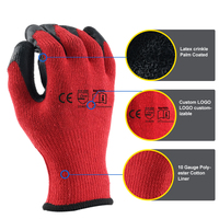Guantes de seguridad de punto de calibre 10 para trabajar Forro de algodón recubierto de látex arrugado con agarre mecánico para trabajos mecánicos