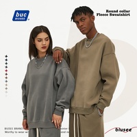 Sweatshirt kualitas tinggi leher bulat berat, Pullover bulu kustom ukuran besar untuk pria
