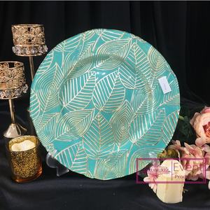 <span class=keywords><strong>จาน</strong></span>ชาร์จลาย<span class=keywords><strong>ใบไม้</strong></span>สีทอง,แผ่นพลาสติกสำหรับงานแต่งงาน - Product Image 5