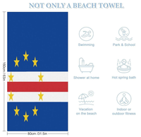 Serviette de plage personnalisée avec drapeau du Cap-Vert, design aile d'aigle, unisexe, séchage rapide, légère, en microfibre, pour les vacances à la plage