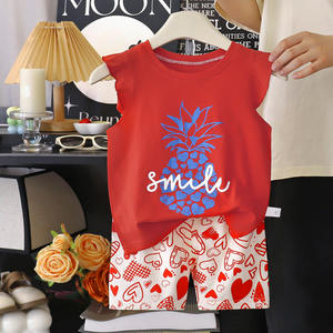 Conjunto de Chaleco para Niños, Algodón, <span class=keywords><strong>Ropa</strong></span> Coreana de Verano para Niñas, Nuevo 2025, Conjunto de Dos Piezas para Niños, Venta al por Mayor, Estampado de Animales a Cuadros - Product Image 3