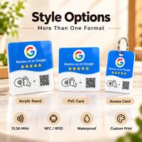 Cartes NFC personnalisables en acrylique durable pour avis Google, support de table 13,56 MHz sans alimentation externe pour usage professionnel
