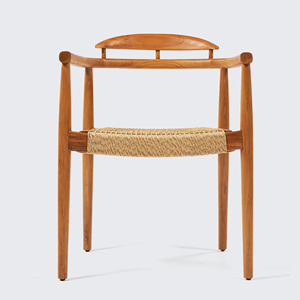 Silla de Comedor de Exterior Minimalista de Lujo, Madera de Teca Natural con Ratán de Cuerda - <span class=keywords><strong>Lera</strong></span> - Product Image 4