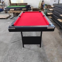 Table de billard pliable de 76 pouces (193 cm) avec pieds pliables, jeu de billard d'intérieur, tissu de table rouge