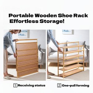 Étagère moderne en bambou pour chaussures, étagère portable et peu encombrante pour l'entrée, le <span class=keywords><strong>placard</strong></span> et le salon, design ventilé - Product Image 4