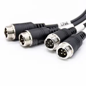 M12 12-poliges Sensor kabel zu 4-teiligem 4-poligem GX12-Stecker Gerades umspritztes wasserdichtes Kabel