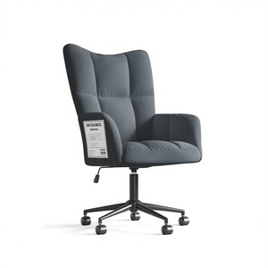 Dark <b>Grey</b> Polyester Office Chair Steel <b>Frame</b> Ergonomic Swivel Chair For Office Use - Product Image 1