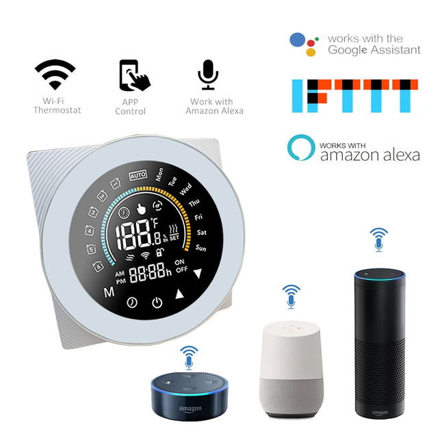 240Volt Weekly Programmable Touch Screen Thermostat Zigbee Electric Heating Alexa & Google Compatible for Home Apartment Use