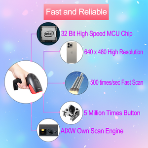 Aixw 2-in-1 không dây 2D Máy Quét Mã Vạch hỗ trợ tự động liên tục quét chế độ QR PDF417 ngành công nghiệp mã quét <span class=keywords><strong>USB</strong></span> COM Chứng Khoán - Product Image 3