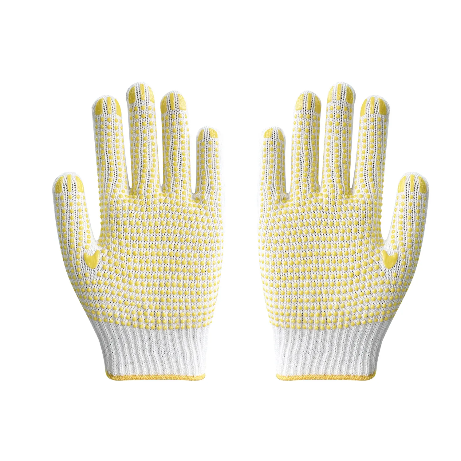 China Wholesale Yellow PVC Dotted Cotton gloves Labor Protection Industrial Work Knitted Glove for General operation