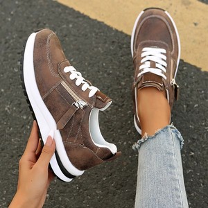 <span class=keywords><strong>Sneakers</strong></span> Casual da <span class=keywords><strong>Donna</strong></span> con Cerniera Laterale, Design con Lacci, Leggere e Comode, Suola Antiscivolo a <span class=keywords><strong>Zeppa</strong></span>, Scarpe da Passeggio per Uso Quotidiano - Product Image 5