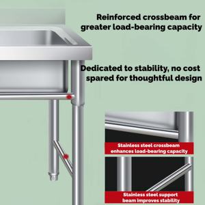 Lavello da <span class=keywords><strong>Cucina</strong></span> in Acciaio Inossidabile Resistente alla Corrosione con Dimensioni Personalizzabili, Lavello Commerciale per Scuole - Product Image 5