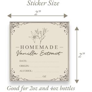 Étiquettes d'extrait de <span class=keywords><strong>vanille</strong></span>, autocollants carrés pour extrait de <span class=keywords><strong>vanille</strong></span> fait <span class=keywords><strong>maison</strong></span>, autocollants cadeaux de Noël - Product Image 2