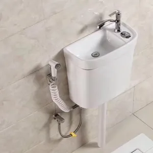 Smart Handfree Toilettank Tweemaal Grijs Wc Combo Gootsteen Positief Vaartuig Handig Bidet Keramische Draagbare Sanitaire Toilet Toilet