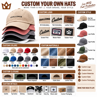 Casquette de baseball non structurée à profil bas, 6 panneaux, 100 % coton, effet vieilli, avec logo brodé et boucle métallique, vente en gros