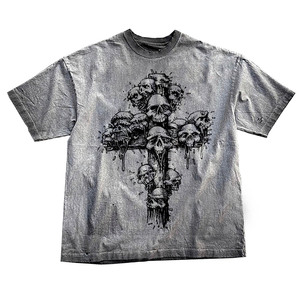 300 GSM 100% cotton đồ họa in ấn Boxy quá khổ rửa màu xám tùy chỉnh in ấn bán buôn chúng tôi kích thước tùy chỉnh T-Shirt cho nam giới - Product Image 1