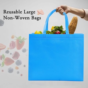 Sacs d'épicerie réutilisables en tissu Spunbond personnalisés Gilet à gousset Sac fourre-tout non tissé Sac à provisions non tissé découpé en D - Product Image 2