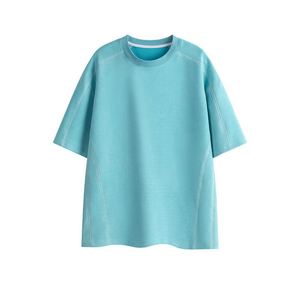 T-shirt pour homme personnalisable, streetwear de haute qualité, coupe courte, impression de logo personnalisée, anti-plis, patchwork, motif uni - Product Image 3