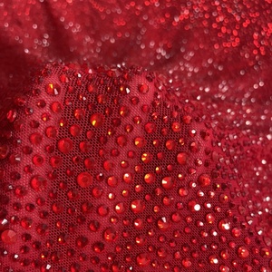 <span class=keywords><strong>Rhinestone</strong></span> váy dệt Màu Đỏ đầy sao pha lê vải lưới đàn hồi cho buổi tối bên mặc - Product Image 3