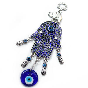 Metal Hamsa Hand Turkish Blue Elephant Evil Eye Glass Protection Wall Hanging Decor per buona fortuna <span class=keywords><strong>e</strong></span> benedizione - Product Image 5