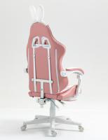 Chaise de bureau ergonomique pivotante personnalisée avec motif d'oreilles de lapin rose, repose-pieds, cuir véritable, réglage et massage