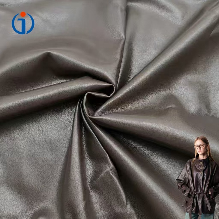 Hot Selling Knitted Textured Waterproof Coated 50% PU 50% Rayon Microfiber Synthetic Leather Fabric for Garment Bag