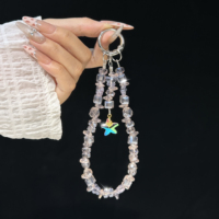 Chaîne de poignet pour téléphone en cristal brillant et breloque étoile, cordon anti-perte fait main perlé coloré, accessoires mignons pour téléphone pour femmes et filles