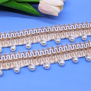 Accessori decorativi in lino di cotone con accenti di perle e bordi in pizzo per artigianato domestico per decorazioni appese - Product Image 3